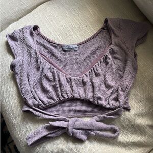 Urban Outfitters Mauve Textured Tie-Front Blouse